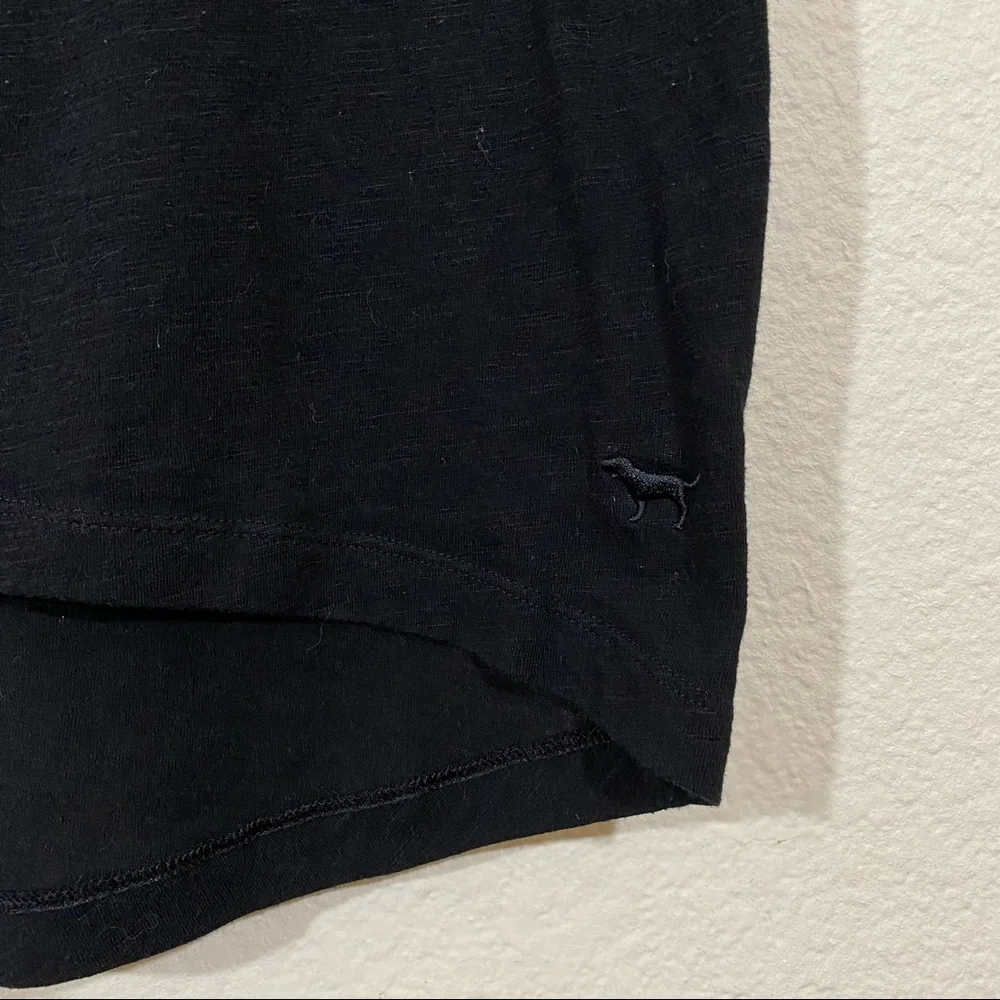 Pink VS sz:L Black Short Sleeve High-Low Sheer Tee - Picture 3 of 12